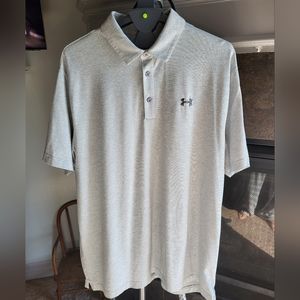 Under Armour Men's White and Grey Polo